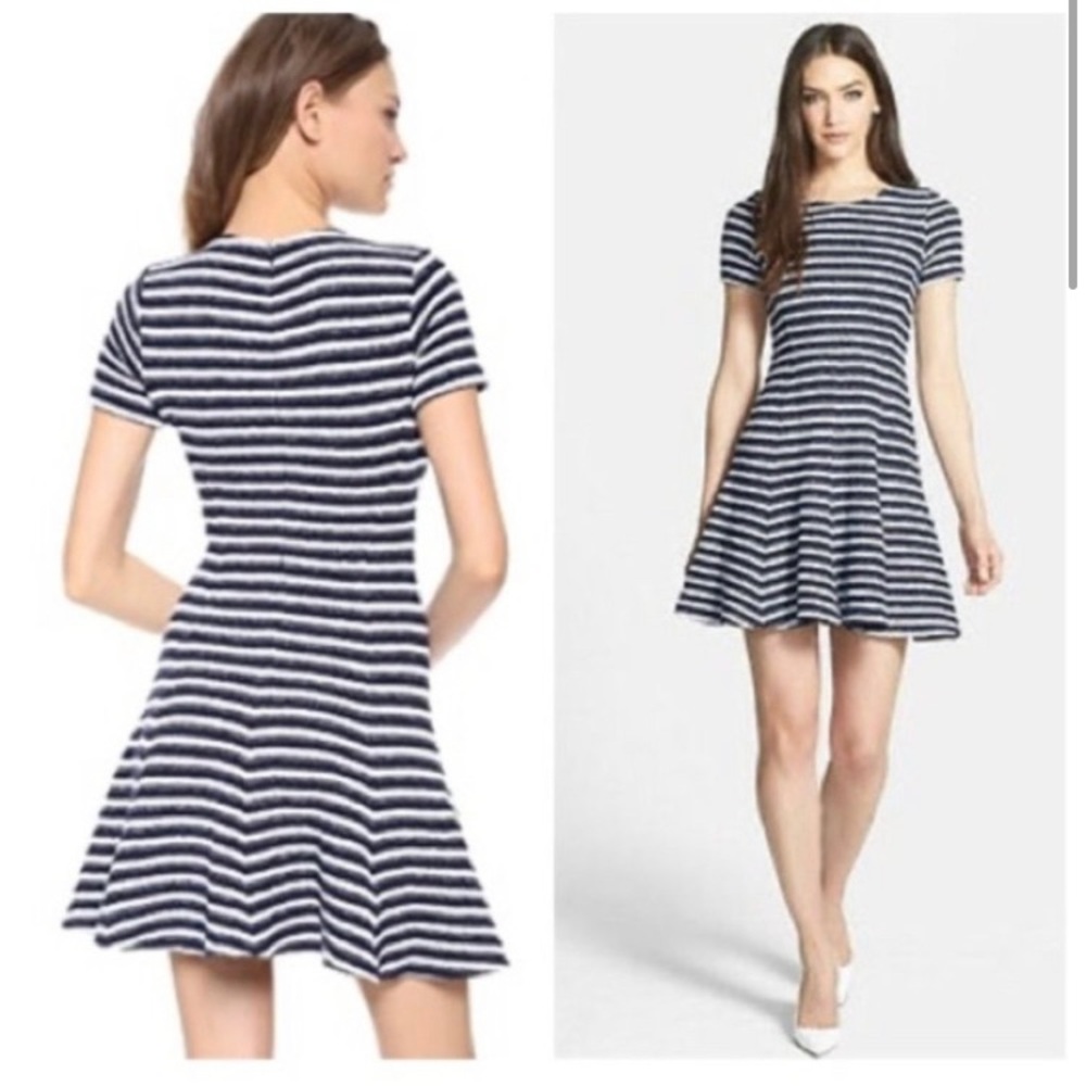 Theory dress navy stripe fit-and-flare size 10